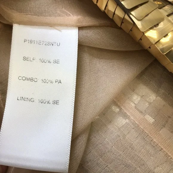 Carolina Herrera Gold Sequined Embellished Long Sleeved Full-length Gown / Forma - Picture 4 of 5